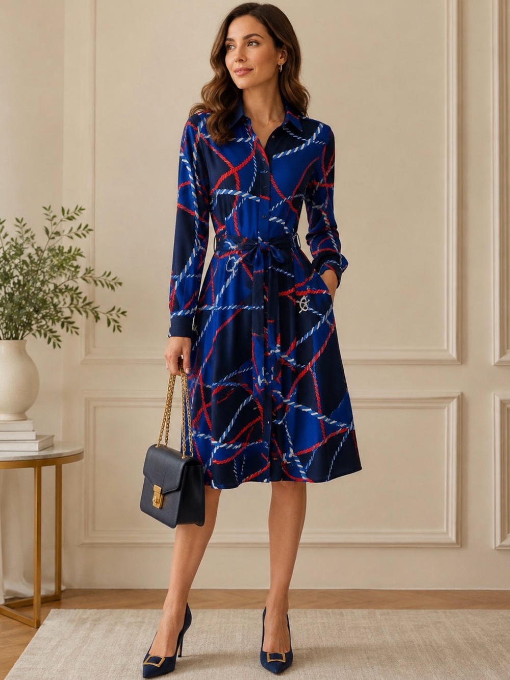 Lauren Ralph Lauren Navy Blue Nautical Shirt Dress | Size 0 | NWOT